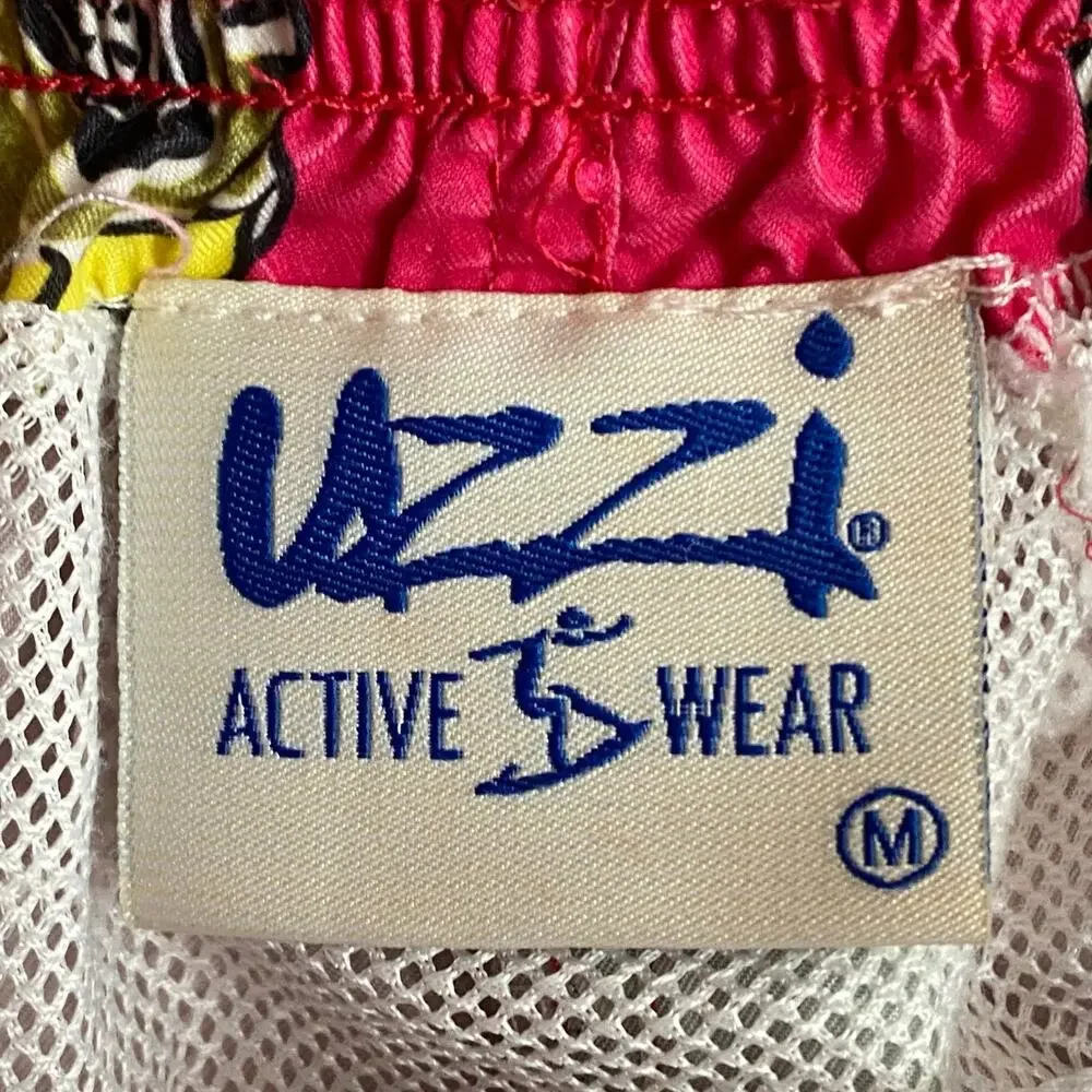 Uzzi Active Wear Shorts Mens‎ M Pink Graphic Swim Surf Beach Festival Cars Palm